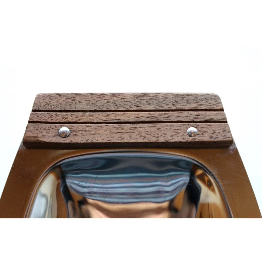 Vintage Chrome Kromex Serving Tray with‎ Wood Handles Original Label